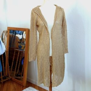 RD Style Duster Beige Medium. Crochet/Pointelle